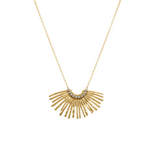 Collier en acier forme eventail avec oxydes blancs sertis - 43+5cm - Vue 2