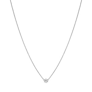 Collier en acier solitaire de 4mm oxyde blanc serti - 38cm+4cm - Vue 2