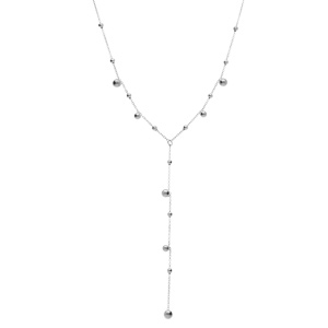 Collier en acier forme cravate avec boules  - 38+5cm - Vue 2