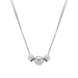 Collier en acier 3 boules  - 43+4cm - Vue 2