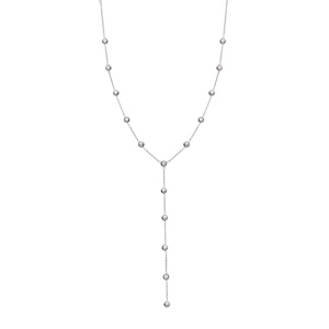 Collier en acier cravate (14cm) avec oxydes blancs - 56+5.5cm - Vue 2