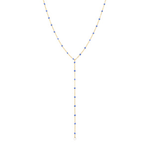 Collier en acier dor� cravate (10.5cm) r�sine bleue  _ 40+5cm - Vue 2