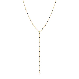 Collier en acier dor� cravate (10.5cm) r�sine noire -  40+5cm - Vue 2