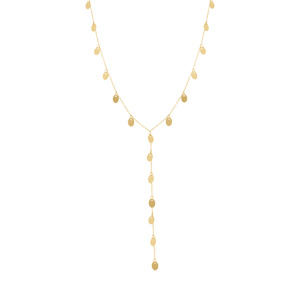 Collier en acier dor� cravate (10 cm) avec pastilles lisses - 45+5cm - Vue 2