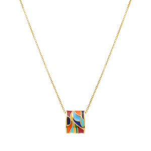 Collier  Stella Mia en acier dor� jaune r�sine multicouleur  - 45+10cm - Vue 2