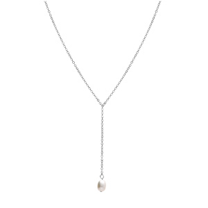 Collier acier et perles de culture d\'eau douce 49cm - Vue 2