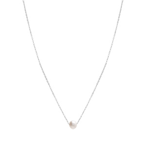 Collier en acier et perle de culture d\'eau douce 40+9cm - Vue 2