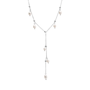 Collier en acier et perles de culture d\'eau douce 40+4cm - Vue 2