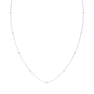 Sautoir acier perles de culture d\'eau douce, 90cm - Vue 2