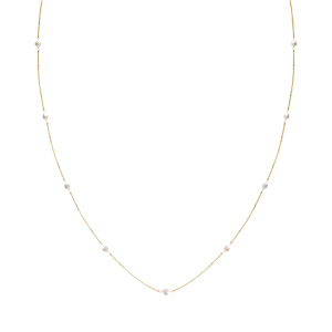 Sautoir acier et PVD jaune avec perles de culture d\'eau douce, 90cm - Vue 2