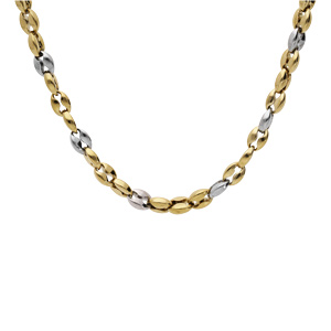 Collier en acier et PVD jaune maille grain de caf� 50+5cm - Vue 2