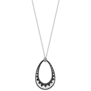 Collier en acier avec Pendentif goutte ajour�e patin� 50+3cm - Vue 2