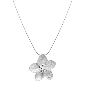 Collier en acier avec pendentif fleur,  41+5cm - Vue 2
