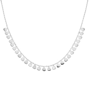 Collier en acier cha�ne avec pampilles multi gouttes plates 42+3cm - Vue 2