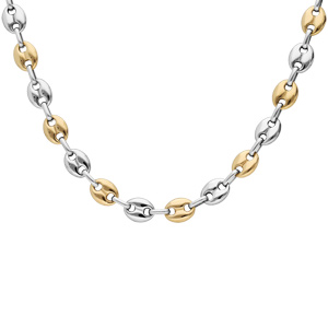 Collier en acier bicolore maille grain caf� massive 8mm 54cm - Vue 2