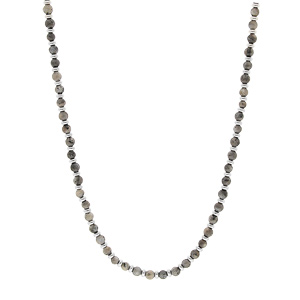 Collier perles de pierres Labradorite mat v�ritable et perles acier  50+5cm - Vue 2