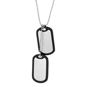 Collier en acier cha�nes boules avec 2 plaque G.I. et leur amortisseur en caoutchouc - longueur 68cm - sans fermoir - Vue 2