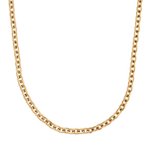 Cha�ne en acier et PVD jaune maille jaseron 42cm + 4cm de rallonge - Vue 2