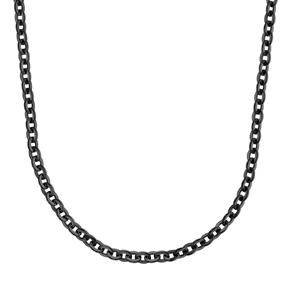 Cha�ne en acier et PVD noir maille jaseron 42cm + 4cm de rallonge - Vue 2