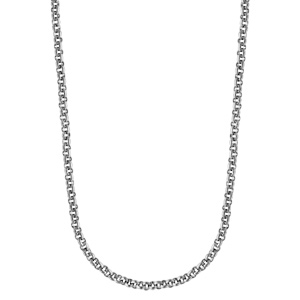 Cha�ne en acier maille jaseron largeur 2mm et longueur 42cm + 4cm de rallonge - Vue 2