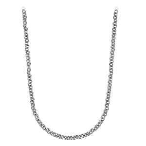 Cha�ne en acier maille jaseron largeur 2mm et longueur 50cm + 10cm de rallonge - Vue 2