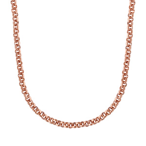 Cha�ne en acier et PVD rose maille jaseron largeur 2mm et longueur 80cm - Vue 2