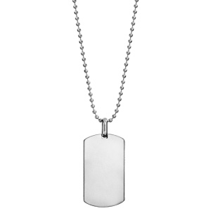 Collier en acier cha�ne boules avec petite plaque G.I. pans arrondis de 20mm X 35mmm - longueur 50cm + 10cm de rallonge - Vue 2