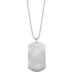 Collier en acier cha�ne boules avec grande plaque G.I. pans arrondis de 25mm X 45mm - longueur 50cm + 10cm de rallonge - Vue 2