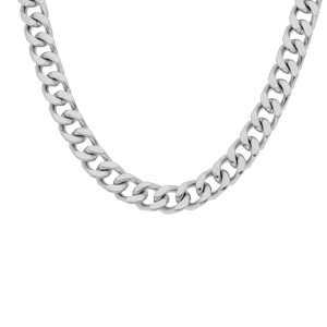 Collier en acier satin� maille gourmette 10mm  -  55cm - Vue 2