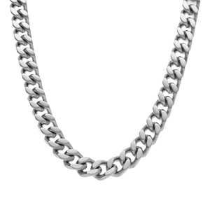 Collier en acier satin� maille gourmette 10mm  - 60cm - Vue 2