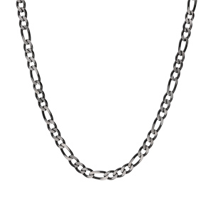 Collier en acier maille 1+3 largeur 4mm PVD bross� aspect patin� chanfrein noir longueur 50cm - Vue 2