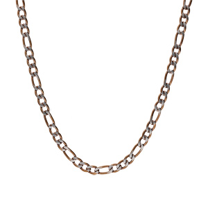 Collier en acier maille 1+3 largeur 4mm PVD bross� aspect patin� chanfrein brun longueur 55cm - Vue 2