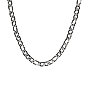 Collier en acier maille 1+3 en 5mm effet bross�, aspect patin� et chanfrin noir 50cm - Vue 2