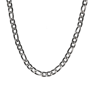 Collier en acier maille 1+3 en 5mm effet bross�, aspect patin� et chanfrein  noir 55cm - Vue 2
