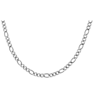 Cha�ne en acier maille altern�e 1+3 - largeur 6mm et longueur 55cm - Vue 2