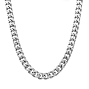 Collier en acier satin� maille gournette 8mm - 55cm - Vue 2