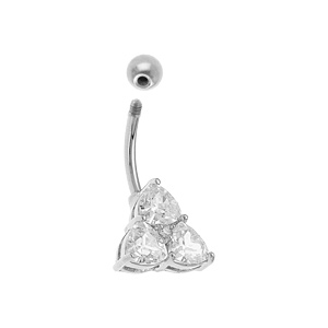Piercing nombril en acier triangle d\' oxydes blancs - Vue 2