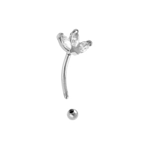 Piercing d\'oreille en acier rook et arcade d\'oxydes blancs - Vue 2