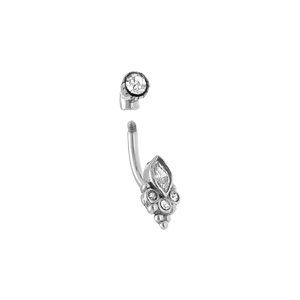 Piercing oreille en acier  rook et arcade oxyde blanc - Vue 2