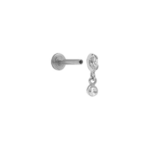 Piercing oreille en acier helix, tragus oxyde blanc pendant - Vue 2