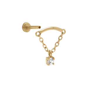 Piercing oreille en acier dor helix avec oxyde blanc serti - Vue 2