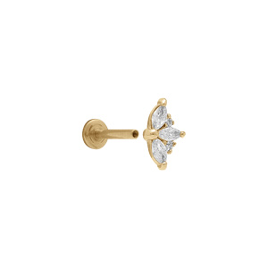 Piercing oreille en acier dor Hlix, Tragus fleur oxydes blancs - Vue 2