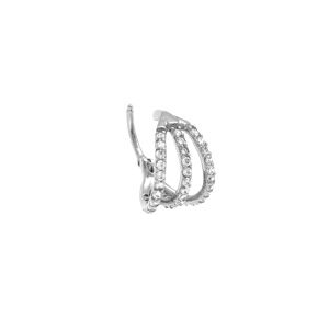 Piercing oreille en acier H�lix trois rangs orn�s d\'oxydes blancs - Vue 2