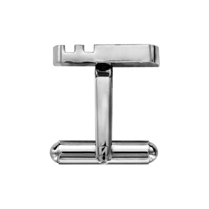 Boutons de manchette en acier carr� 2 traits � graver - Vue 2