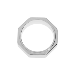 Bague en acier forme �crou facett� � graver d\'initiales uniquement - Vue 2