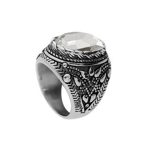 Chevali�re en acier patin� avec gros oxyde ovale blanc - Vue 2