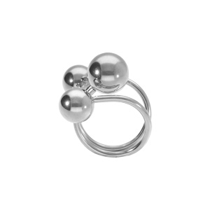 Bague ajustable en acier triple boules - Vue 2
