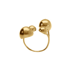 Bague ajustable en acier dor� quatre boules - Vue 2