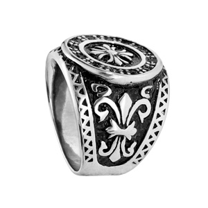 Chevali�re en acier plateau rond avec motif fleur de lys - Vue 2