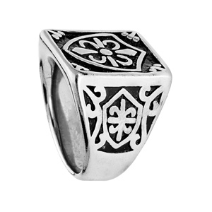 Chevali�re en acier plateau rectangulaire avec motif fleur de lys - Vue 2